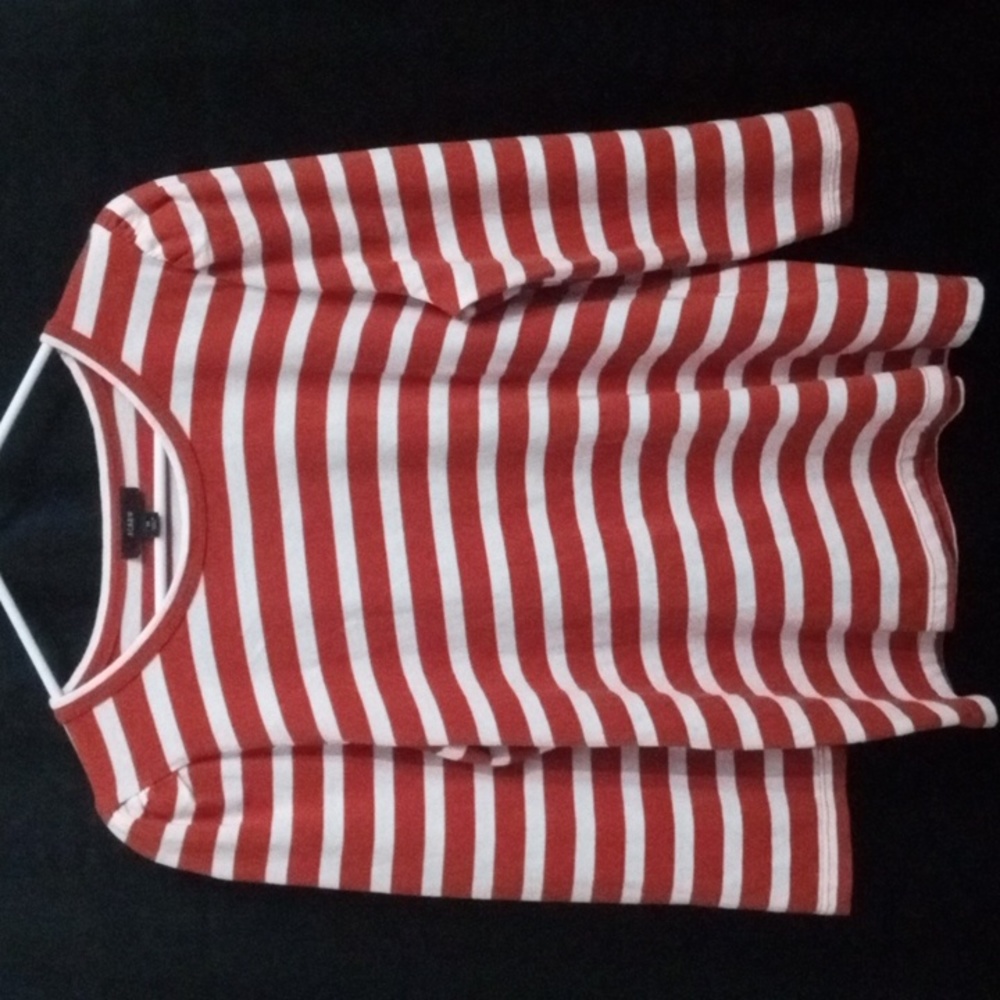 J. Crew size M orange and white striped 3/4 sleeve shirt
